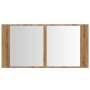 Armario y espejo LED madera ingeniería roble artisan 90x12x45cm de , Tocadores de baño - Ref: Foro24-856285, Precio: 71,09 €,...