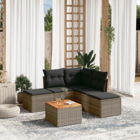 Set de muebles de jardín 6 pzas y cojines ratán sintético gris en Conjuntos de jardín | Comprar online en Foru.es