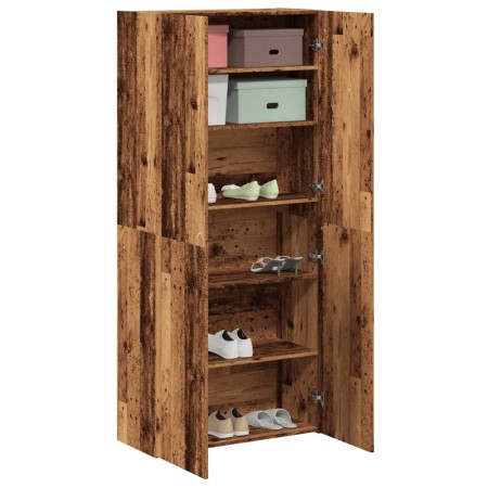 Mueble zapatero de madera ingeniería envejecida 80x35,5x180 cm de , Zapateros y organizadores de calzado - Ref: Foro24-855818...