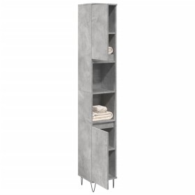 Armario de baño madera contrachapada gris hormigón 30x30x190 cm de , Muebles de baño - Ref: Foro24-857198, Precio: 71,29 €, D...