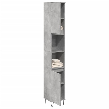 Armario de baño madera contrachapada gris hormigón 30x30x190 cm de , Muebles de baño - Ref: Foro24-857198, Precio: 71,29 €, D...