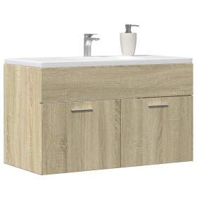 Mueble de lavabo de baño madera roble Sonoma 90x38,5x46 cm de , Muebles de baño - Ref: Foro24-856213, Precio: 45,93 €, Descue...