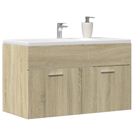 Mueble de lavabo de baño madera roble Sonoma 90x38,5x46 cm de , Muebles de baño - Ref: Foro24-856213, Precio: 45,93 €, Descue...