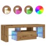 Mueble de TV luces LED madera roble artisan 120x36,5x40 cm de , Muebles TV - Ref: Foro24-856302, Precio: 108,14 €, Descuento: %