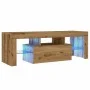 Mueble de TV luces LED madera roble artisan 120x36,5x40 cm de , Muebles TV - Ref: Foro24-856302, Precio: 103,98 €, Descuento: %