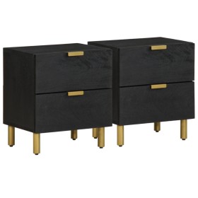 Mesitas de noche 2 uds madera maciza de mango negro 40x33x46 cm de , Mesitas de noche - Ref: Foro24-4017647, Precio: 123,31 €...