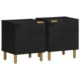 Mesitas de noche 2 uds madera maciza de mango negro 40x33x46 cm de , Mesitas de noche - Ref: Foro24-4017645, Precio: 94,88 €,...