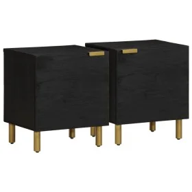 Mesitas de noche 2 uds madera maciza de mango negro 40x33x46 cm by , Nightstands - Ref: Foro24-4017645, Price: 93,64 €, Disco...