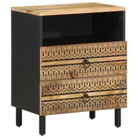 Mesita de noche madera maciza de mango rugosa negro 50x33x62 cm de , Mesitas de noche - Ref: Foro24-4018638, Precio: 95,64 €,...