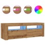 Mueble de TV luces LED madera roble artisan 120x35x40 cm de , Muebles TV - Ref: Foro24-856314, Precio: 83,03 €, Descuento: %