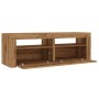 Mueble de TV luces LED madera roble artisan 120x35x40 cm de , Muebles TV - Ref: Foro24-856314, Precio: 83,03 €, Descuento: %