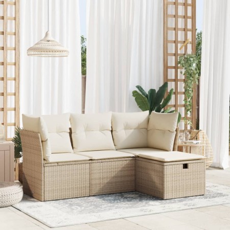 Juego de sofás jardín con cojines 4 pzas ratán sintético beige de , Conjuntos de jardín - Ref: Foro24-3325254, Precio: 290,00...