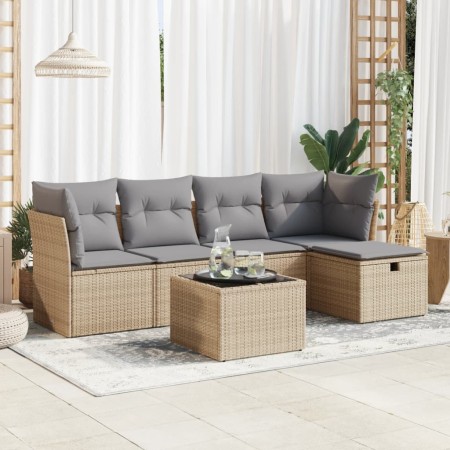 Juego de sofás jardín con cojines 6 pzas ratán sintético beige de , Conjuntos de jardín - Ref: Foro24-3325275, Precio: 372,79...