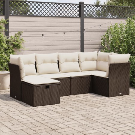 Set sofás de jardín 6 piezas y cojines ratán sintético marrón de , Conjuntos de jardín - Ref: Foro24-3325289, Precio: 402,40 ...