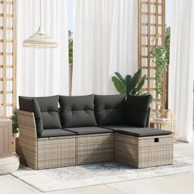 Set de sofás de jardín 4 pzas y cojines ratán sintético gris von , Gartensets - Ref: Foro24-3325256, Preis: 242,22 €, Rabatt: %