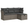 Set de sofás de jardín 4 pzas y cojines ratán sintético gris de , Conjuntos de jardín - Ref: Foro24-3325256, Precio: 245,34 €...