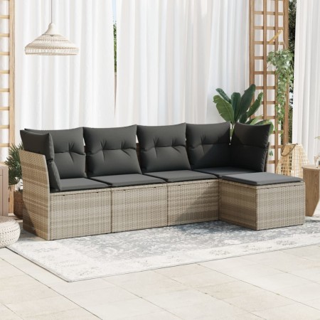 Set de sofás jardín y cojines 5 pzas ratán sintético gris claro de , Conjuntos de jardín - Ref: Foro24-3325268, Precio: 322,6...