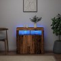 Aparador con luces LED madera ingeniería envejecida 80x35x75 cm de , Aparadores - Ref: Foro24-856361, Precio: 95,07 €, Descue...