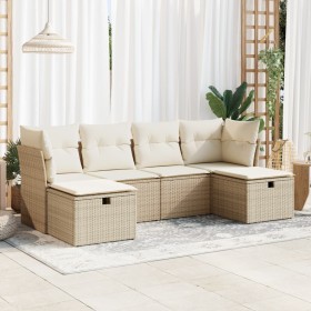 Juego de sofás jardín con cojines 6 pzas ratán sintético beige de , Conjuntos de jardín - Ref: Foro24-3325324, Precio: 429,44...