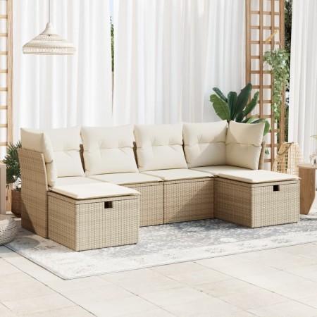 Juego de sofás jardín con cojines 6 pzas ratán sintético beige de , Conjuntos de jardín - Ref: Foro24-3325324, Precio: 429,44...