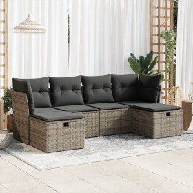 Set de muebles de jardín 6 pzas y cojines ratán sintético gris de , Conjuntos de jardín - Ref: Foro24-3325326, Precio: 352,63...