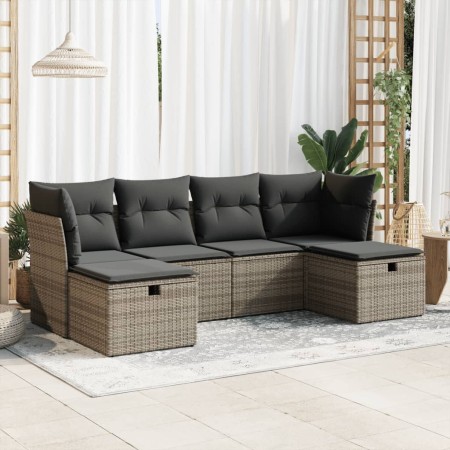 Set de muebles de jardín 6 pzas y cojines ratán sintético gris de , Conjuntos de jardín - Ref: Foro24-3325326, Precio: 352,63...