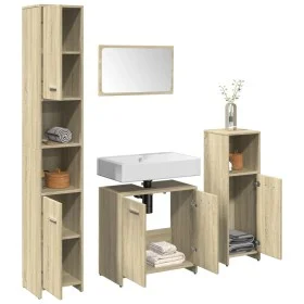 Juego de muebles de baño 4 pzas contrachapada roble Sonoma de , Muebles de baño - Ref: Foro24-3324968, Precio: 156,36 €, Desc...