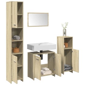 Juego de muebles de baño 4 pzas contrachapada roble Sonoma de , Muebles de baño - Ref: Foro24-3324968, Precio: 158,79 €, Desc...