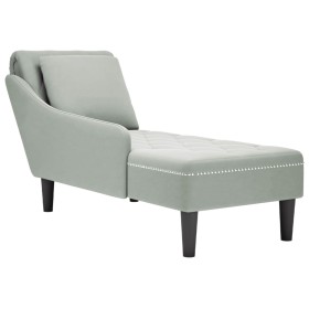 Tumbona almohada y reposabrazo derecho terciopelo gris claro de , Divanes - Ref: Foro24-4009772, Precio: 125,94 €, Descuento: %