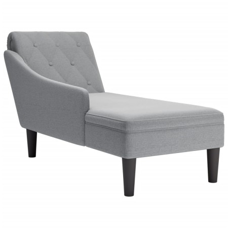 Tumbona con almohada y reposabrazo derecho tela gris claro de , Divanes - Ref: Foro24-4009843, Precio: 153,97 €, Descuento: %