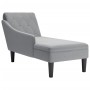 Tumbona con almohada y reposabrazo derecho tela gris claro de , Divanes - Ref: Foro24-4009843, Precio: 153,97 €, Descuento: %