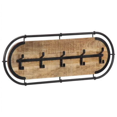 Perchero de pared con 5 ganchos madera maciza de mango rugosa de , Percheros para sombreros y abrigos - Ref: Foro24-4013506, ...