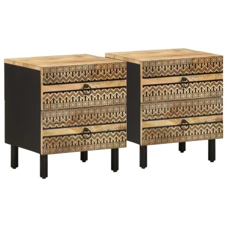 Mesitas de noche 2 uds madera mango rugosa negro 40x33,5x46 cm de , Mesitas de noche - Ref: Foro24-4018627, Precio: 136,62 €,...