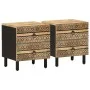 Mesitas de noche 2 uds madera mango rugosa negro 40x33,5x46 cm de , Mesitas de noche - Ref: Foro24-4018627, Precio: 136,62 €,...