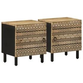 Mesitas de noche 2 uds madera mango rugosa negro 40x33,5x46 cm von , Nachttische - Ref: Foro24-4018625, Preis: 69,79 €, Rabat...