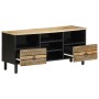 Mueble de TV madera maciza de mango rugosa negro 100x33,5x46 cm de , Almacenamiento para CD y DVD - Ref: Foro24-4018646, Prec...