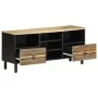 Mueble de TV madera maciza de mango rugosa negro 100x33,5x46 cm de , Almacenamiento para CD y DVD - Ref: Foro24-4018646, Prec...