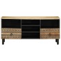Mueble de TV madera maciza de mango rugosa negro 100x33,5x46 cm de , Almacenamiento para CD y DVD - Ref: Foro24-4018646, Prec...