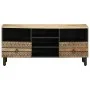Mueble de TV madera maciza de mango rugosa negro 100x33,5x46 cm de , Almacenamiento para CD y DVD - Ref: Foro24-4018646, Prec...