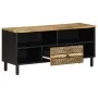 Mueble de TV madera maciza de mango rugosa negro 100x33,5x46 cm de , Almacenamiento para CD y DVD - Ref: Foro24-4018644, Prec...