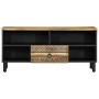 Mueble de TV madera maciza de mango rugosa negro 100x33,5x46 cm de , Almacenamiento para CD y DVD - Ref: Foro24-4018644, Prec...