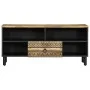 Mueble de TV madera maciza de mango rugosa negro 100x33,5x46 cm de , Almacenamiento para CD y DVD - Ref: Foro24-4018644, Prec...