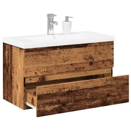 Mueble con lavabo integrado madera envejecida 81x39,5x49 cm de , Tocadores de baño - Ref: Foro24-3328923, Precio: 202,99 €, D...