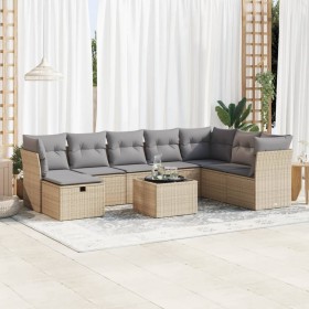 Set de sofás de jardín con cojines 9 pzas ratán sintético beige de , Conjuntos de jardín - Ref: Foro24-3325345, Precio: 574,7...