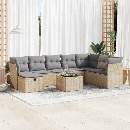 Set de sofás de jardín con cojines 9 pzas ratán sintético beige de , Conjuntos de jardín - Ref: Foro24-3325345, Precio: 574,7...