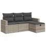 Set de sofás de jardín 4 pzas y cojines ratán sintético gris de , Conjuntos de jardín - Ref: Foro24-3325358, Precio: 280,61 €...