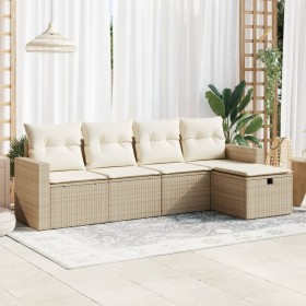 Juego de sofás jardín con cojines 5 pzas ratán sintético beige de , Conjuntos de jardín - Ref: Foro24-3325364, Precio: 396,00...