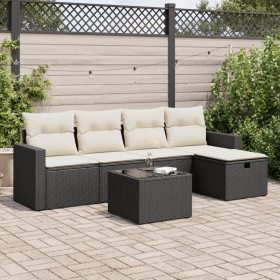 Set de sofás de jardín 6 piezas y cojines ratán sintético negro de , Conjuntos de jardín - Ref: Foro24-3325372, Precio: 351,3...