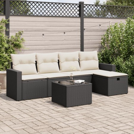 Set de sofás de jardín 6 piezas y cojines ratán sintético negro de , Conjuntos de jardín - Ref: Foro24-3325372, Precio: 351,3...