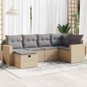 Juego de sofás jardín con cojines 6 pzas ratán sintético beige de , Conjuntos de jardín - Ref: Foro24-3325385, Precio: 438,96...